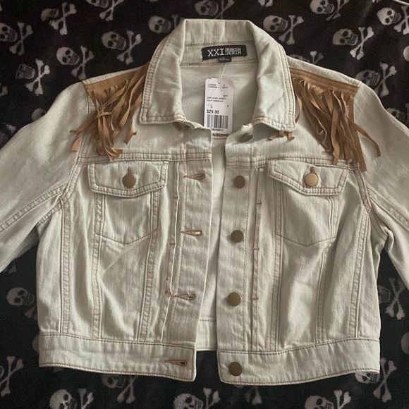 XXI Premium Denim frill jacket - Picture 1 of 5